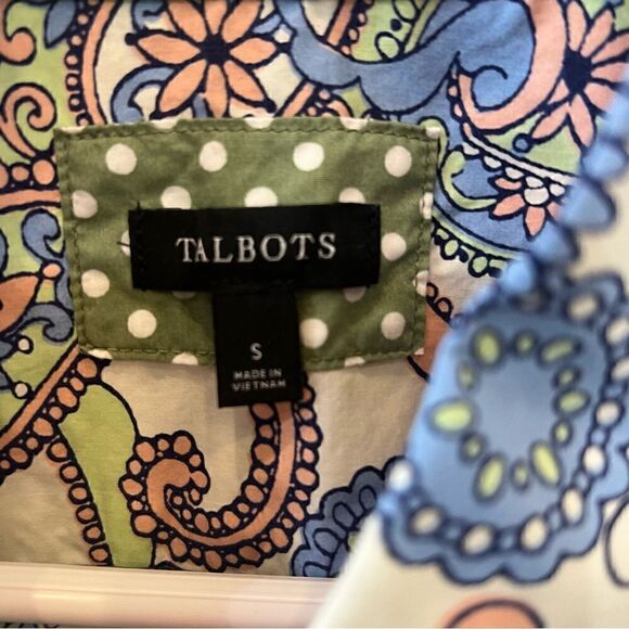 Talbots Classic 100% Cotton Shirt- Festive Floral Paisley- NWOT! Size small - Picture 3 of 7